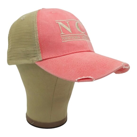Neshoba County Fair NCF Distressed Mesh Snapback Cap Trucker Baseball Hat Coral - Picture 3 of 13